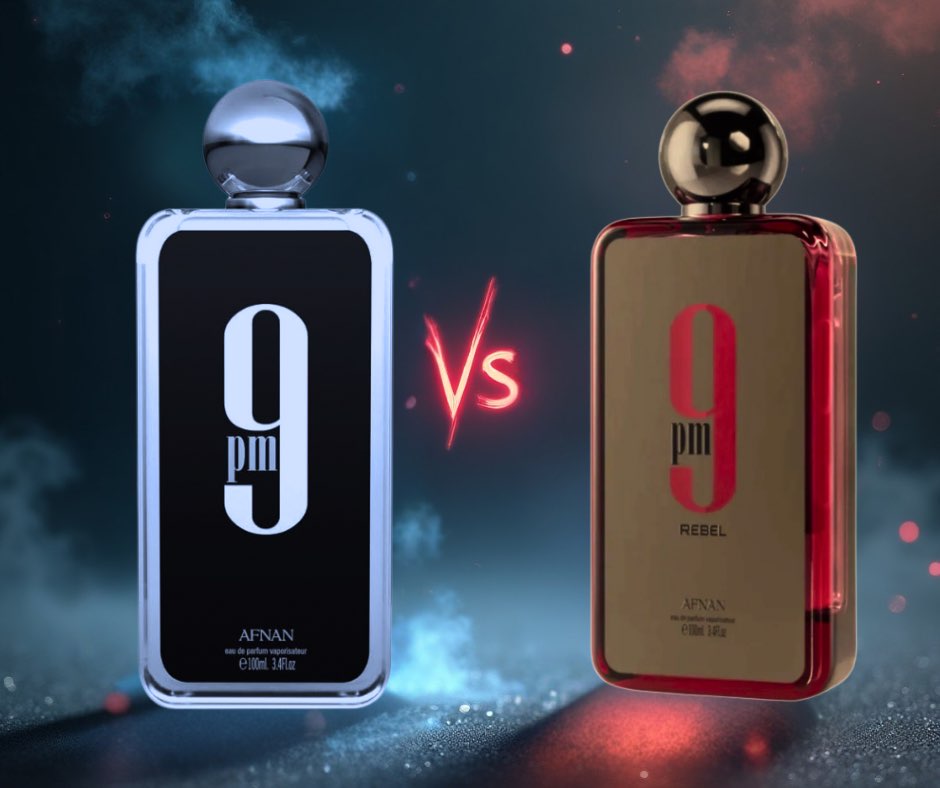 9pm by afnan and 9pm rebel afnan. Two bottle side by side state vs in between.