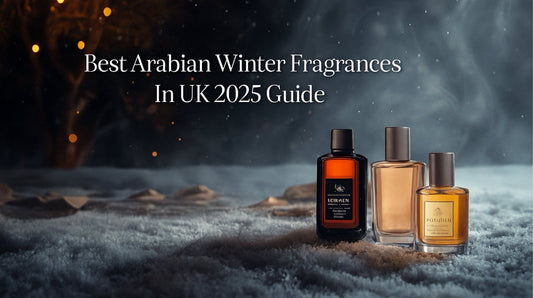 Best Arabian Winter Fragrances in UK 2025 Guide. in winter theam wit three perfume bottle