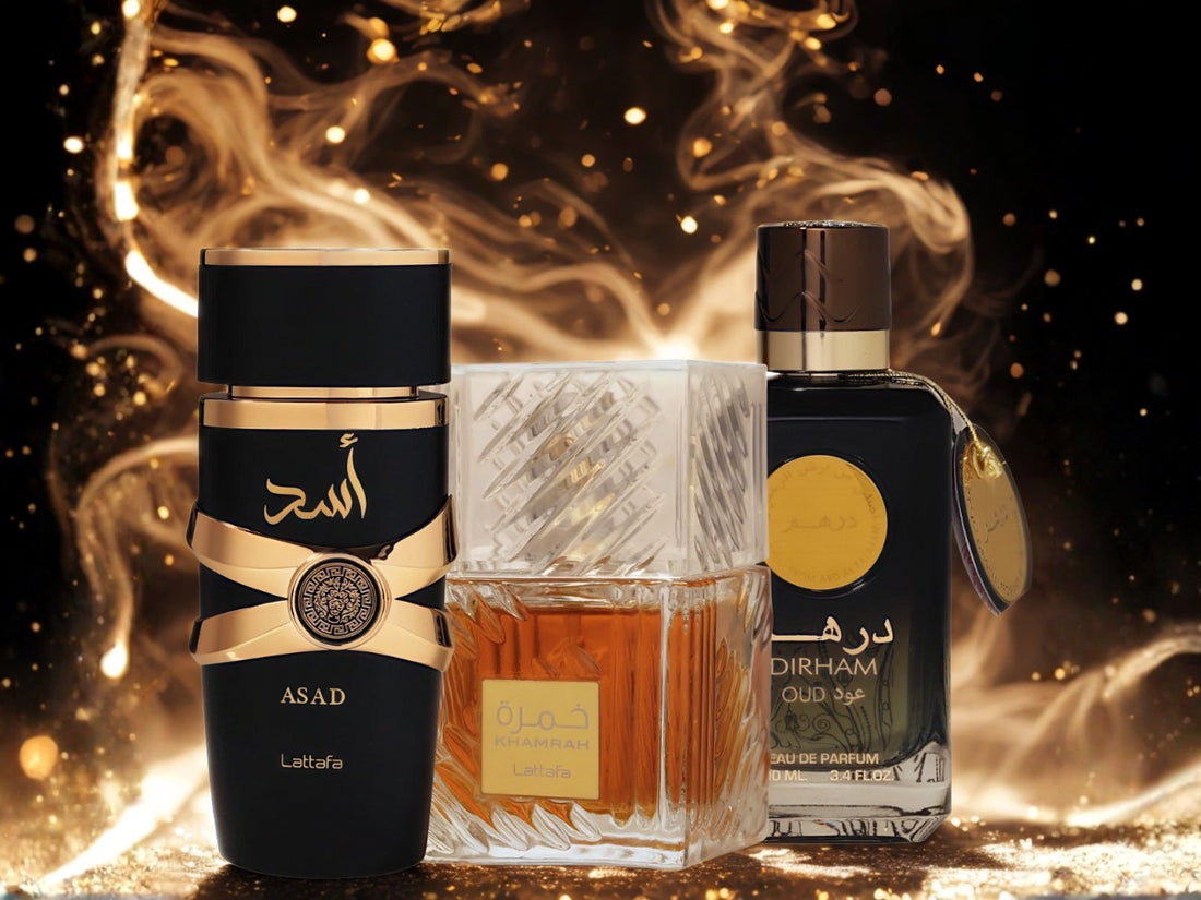 Top Lattafa perfumes in the UK including Asad, Nebras and Dirham Oud – long-lasting Arabic scents.