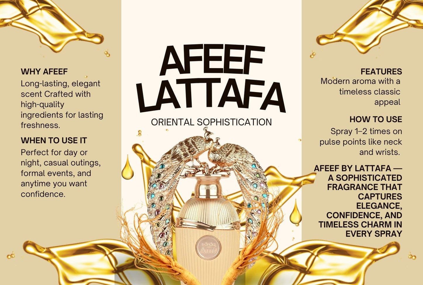 Afeef by Lattafa 100ml EDP Perfume | Elegant Warm Scent