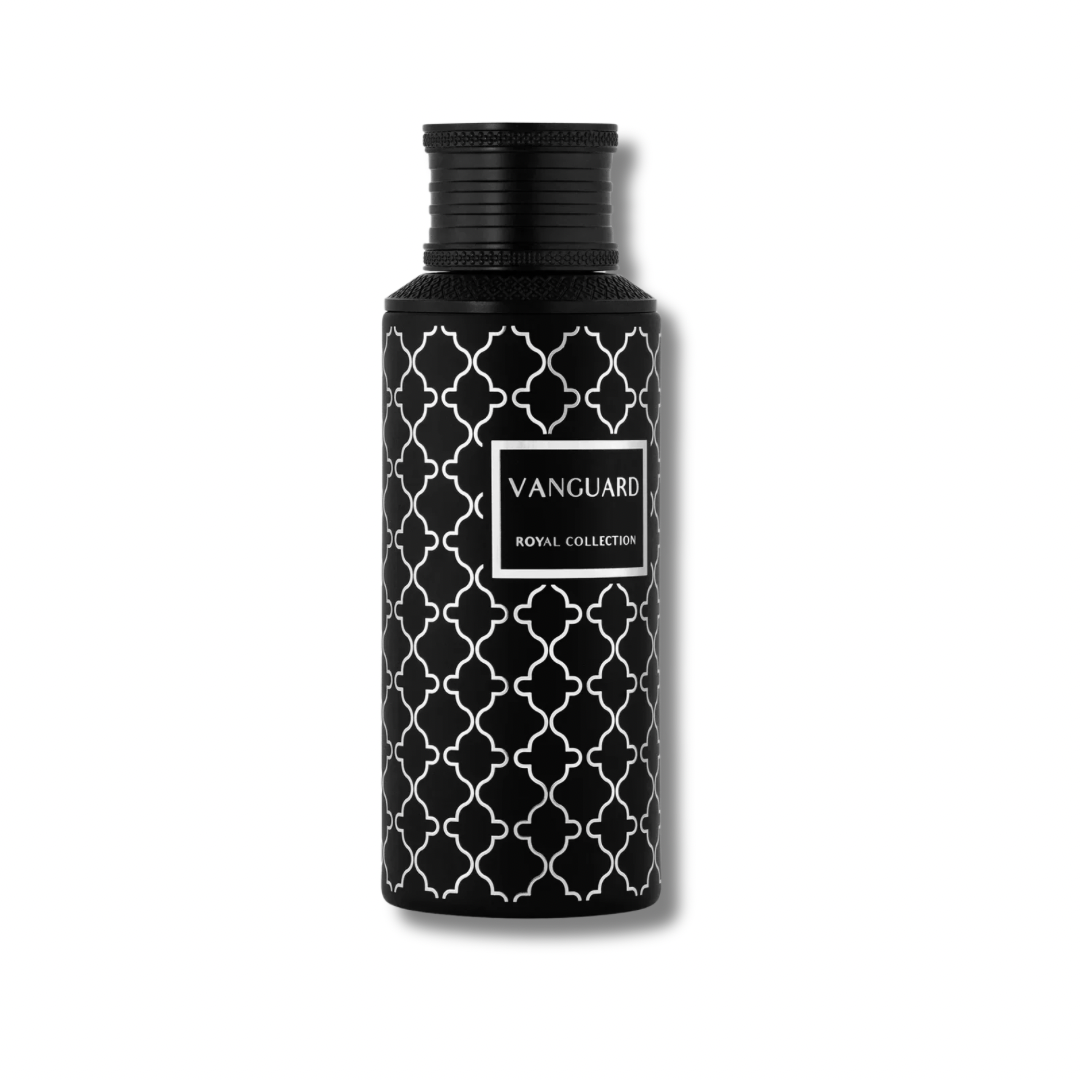 Maison Asrar Vanguard 100ml EDP bottle on white, straight-on view